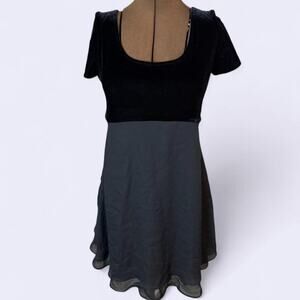 90s black velvet babydoll dress